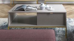 Стіл журнальний Perfect Home Нова / Nova з 2 шухлядами та золотими ніжками L104 Сірий жива фотографія