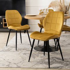 Стул бархатный MEBEL ELITE IRYS Velvet Горчичный реальная фотография