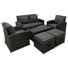 Комплект садових меблів MEBEL ELITE FLORYDA (диван + 2 крісла + 2 пуфа + столик) темно-сірий