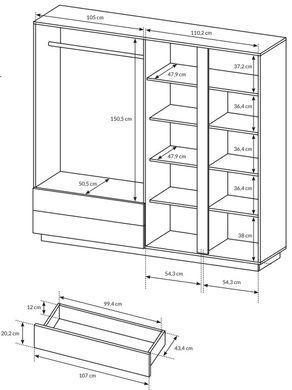 Шкаф для одежды Perfect Home Арко / Arco 4-дверный с зеркалом 4D2S/220 Белый глянец/дуб грандсон реальная фотография