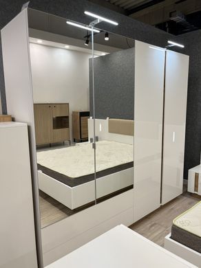 Шкаф для одежды Perfect Home Арко / Arco 4-дверный с зеркалом 4D2S/220 Белый глянец/дуб грандсон реальная фотография
