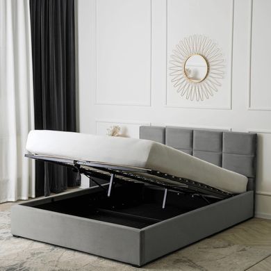Кровать бархатная MEBEL ELITE MANDA Velvet 140x200 см Серый реальная фотография
