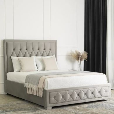 Ліжко EVAN Velvet Mebel Elite 140x200 см Сірий жива фотографія