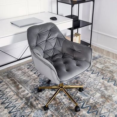 Комп'ютерне крісло MILAN Velvet Mebel Elite Сірий / Золотий жива фотографія