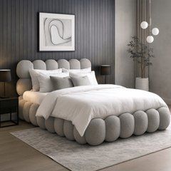 Ліжко ANKARA Mebel Elite 140x200 Boucle Grey з контейнером жива фотографія