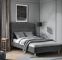 М'яке Ліжко NICEA Velvet Mebel Elite 90x200 см Сірий жива фотографія