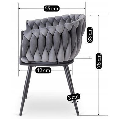 Стілець оксамитовий MEBEL ELITE ELENA Velvet Сірий жива фотографія