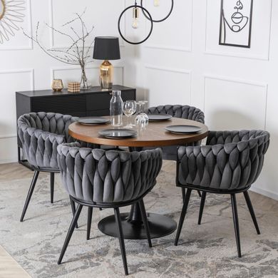 Стілець оксамитовий MEBEL ELITE ELENA Velvet Сірий жива фотографія