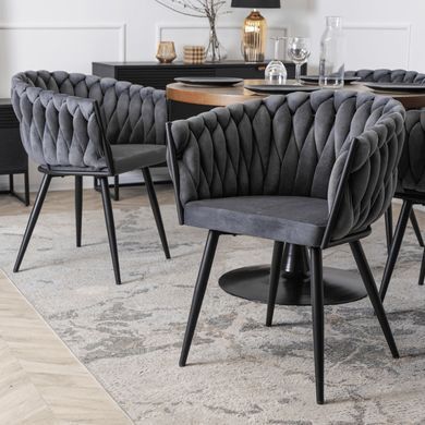 Стілець оксамитовий MEBEL ELITE ELENA Velvet Сірий жива фотографія
