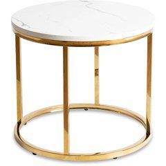 Журнальний столик CLIFF MEBEL ELITE 53x53 Білий мармур жива фотографія