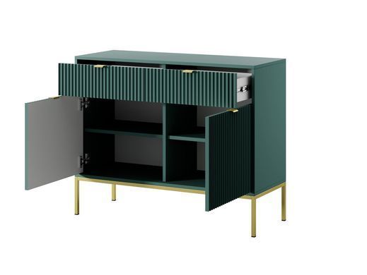 Комод Perfect Home Новая/Nova 2-дверный с 2 ​​ящиками и золотыми ножками KSZ104 Лабрадор реальная фотография