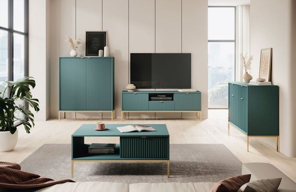 Комод Perfect Home Новая/Nova 2-дверный с 2 ​​ящиками и золотыми ножками KSZ104 Лабрадор реальная фотография