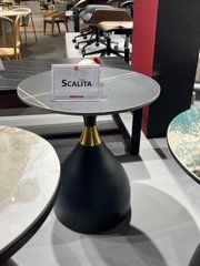 Журнальний столик SCALITA Halmar 50x50 Чорний Мармур/Золото жива фотографія