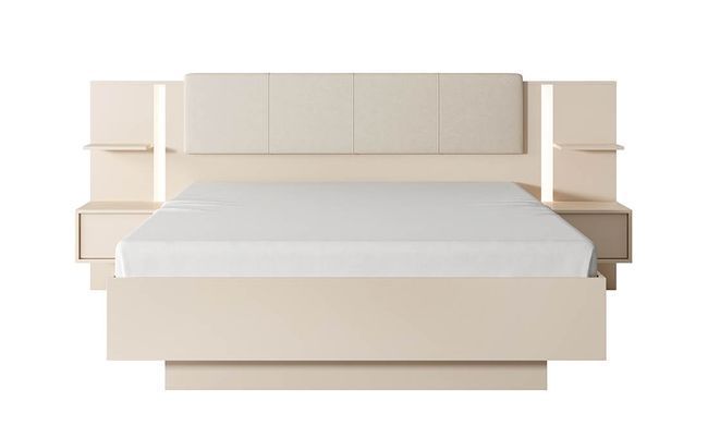 Кровать с 2 тумбами ФРЕЯ Prestol 160x200 Бежевый Мат реальная фотография