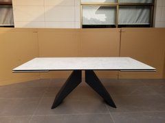 Стіл Обідній SAPPHIRE FROZEN RIVER Concepto 200(300)x100 Кераміка Світло Сірий / Чорний жива фотографія