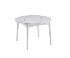 Стіл Обідній ASKOLD R CERAMIC Snow white Matt (White leg) Bjorn 105(135)х105 Білий Ефект Мармуру жива фотографія
