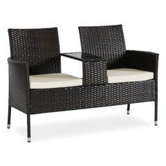 Садовий диван MEBEL ELITE KENT 129 см, коричневий / ротанг жива фотографія