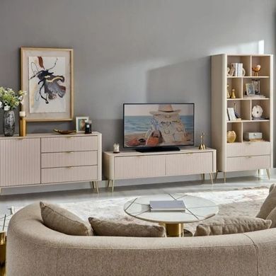 Комод Perfect Home Ланте / Lante 1-дверний з 3 шухлядами і золотими ніжками 1D3S/138 Беж жива фотографія