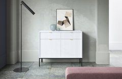 Комод Perfect Home Нова / Nova 2-дверний з 2 шухлядами і чорними ніжками KSZ104 Білий жива фотографія