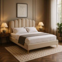 Ліжко з контейнером GEMINI Mebel Elite 160x200 Бежевий оксамит жива фотографія