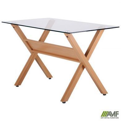 Стіл обідній Maple AMF 120X70 Dark Beech / Стекло Прозрачное жива фотографія