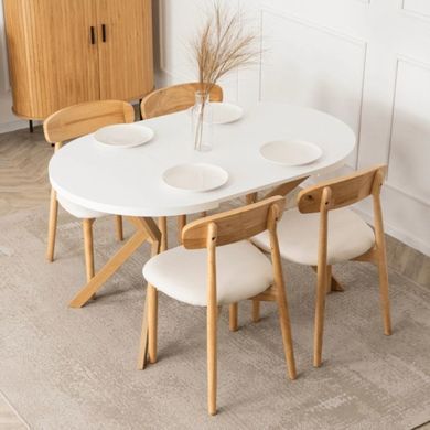 Стіл розкладний LUGO Mebel Elite 90(190)х90 білий/дуб жива фотографія