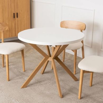 Стіл розкладний LUGO Mebel Elite 90(190)х90 білий/дуб жива фотографія