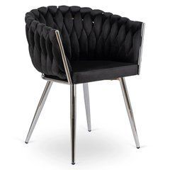 Стілець оксамитовий MEBEL ELITE SORELLA Velvet Чорний / хром жива фотографія