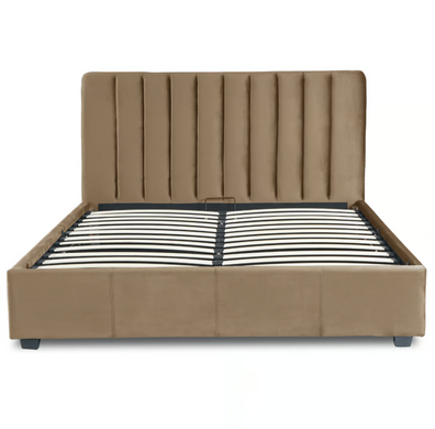 Кровать двуспальная бархатная 160x200 MEBEL ELITE MARI Velvet Беж реальная фотография