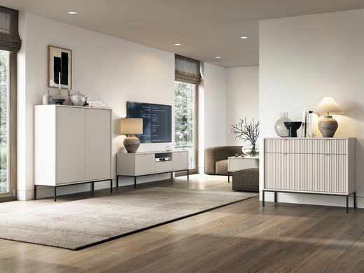 Комод Perfect Home Новая/Nova 2-дверный с 2 ​​ящиками и черными ножками KSZ104 Кашемир реальная фотография