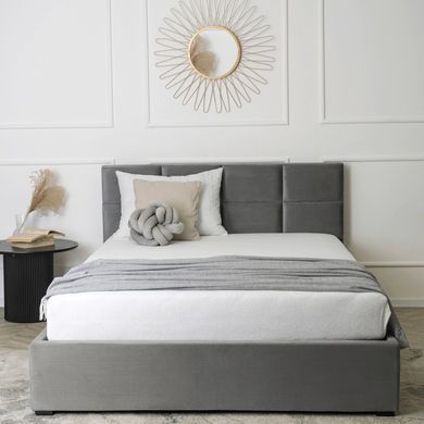 Ліжко оксамитове MEBEL ELITE MANDA Velvet 160x200 см Сірий жива фотографія