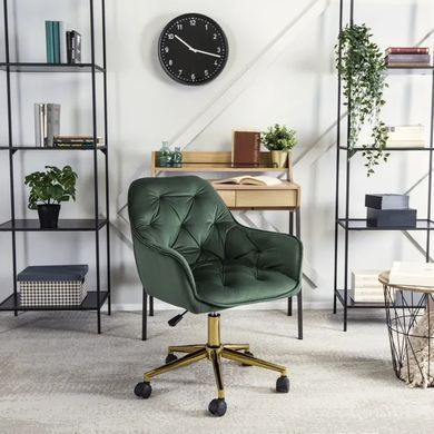 Компьютерное кресло MILAN Velvet Mebel Elite Зелёный / Золотой реальная фотография