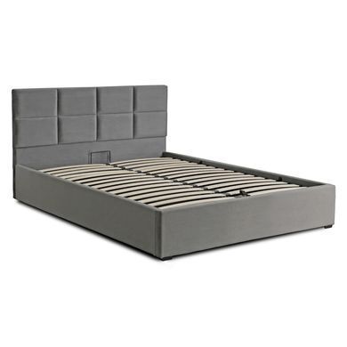Ліжко оксамитове MEBEL ELITE MANDA Velvet 160x200 см Сірий жива фотографія