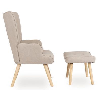 Кресло мягкое с подставкой для ног MEBEL ELITE LOZANO 2 Velvet ткань Беж