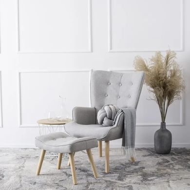 Кресло мягкое с подставкой для ног LOZANO 2 Mebel Elite Velvet ткань Серый