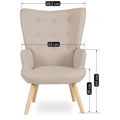 Кресло мягкое с подставкой для ног MEBEL ELITE LOZANO 2 Velvet ткань Беж