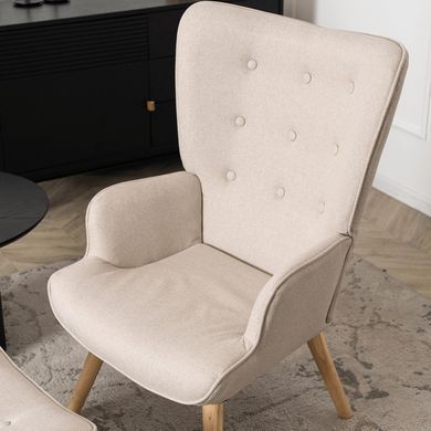 Кресло мягкое с подставкой для ног MEBEL ELITE LOZANO 2 Velvet ткань Беж