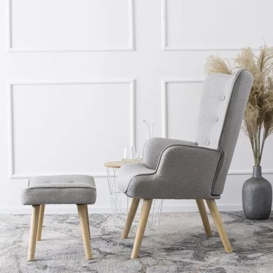Кресло мягкое с подставкой для ног LOZANO 2 Mebel Elite Velvet ткань Серый