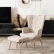Кресло мягкое с подставкой для ног MEBEL ELITE LOZANO 2 Velvet ткань Беж