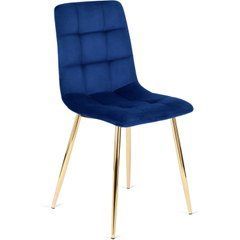 Стул бархатный MEBEL ELITE YORK Velvet, Синий / Золотой реальная фотография