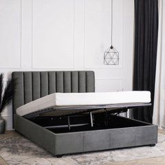 Ліжко двоспальне оксамитове 140x200 MEBEL ELITE MARI Velvet Сірий жива фотографія