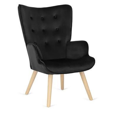 Кресло мягкое с подставкой для ног LOZANO Mebel Elite Velvet Черный