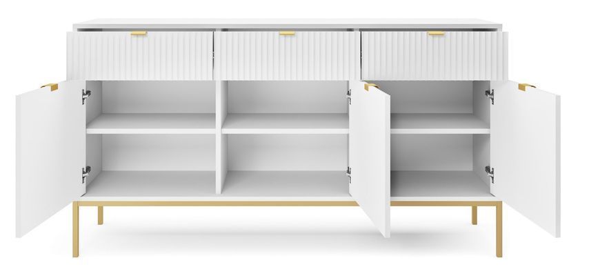 Комод Perfect Home Новая/Nova 3-дверный с 3 ящиками и золотыми ножками KSZ154 Белый реальная фотография