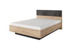 Ліжко (каркас) Perfect Home Таллі / Tally 160 з м'яким ізголів'ям двоспальне Дуб артизан/антрацит жива фотографія