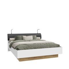 Кровать MAYACUS JCKL2182 Prestol 180х200 Белый/Дуб реальная фотография