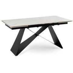 Стол раскладной VICTOR Mebel Elite 160(240)х90 Белый мрамор, Черный реальная фотография