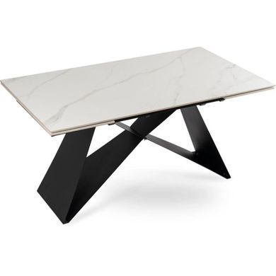 Стол раскладной VICTOR Mebel Elite 160(240)х90 Белый мрамор, Черный реальная фотография
