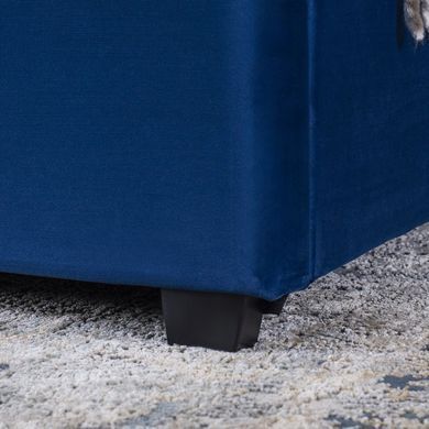 Кровать двуспальная бархатная MEBEL ELITE CROS Velvet 140x200 см Синий реальная фотография