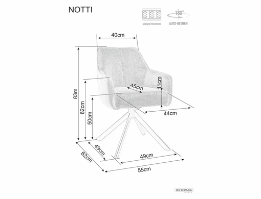 Кресло поворотное NOTTI Leo Signal Черный каркас/ Светлый Беж tap. 23 реальная фотография