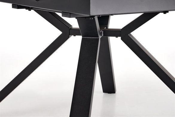 Стол раскладной HALMAR VERTIGO 130-180х130 см столешница &ndash; белый мрамор, ножки &ndash; черные реальная фотография